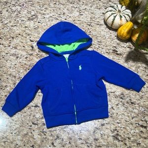 Polo Ralph Lauren Royal Blue Lime Green Zip-up Jacket 9 Mons